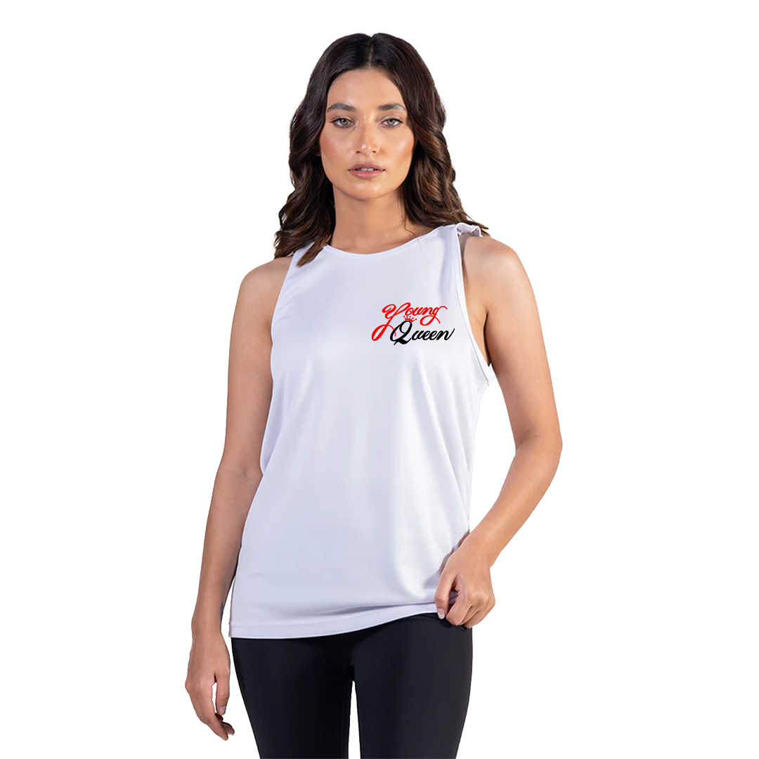 White Tank Top with Red Black Logo